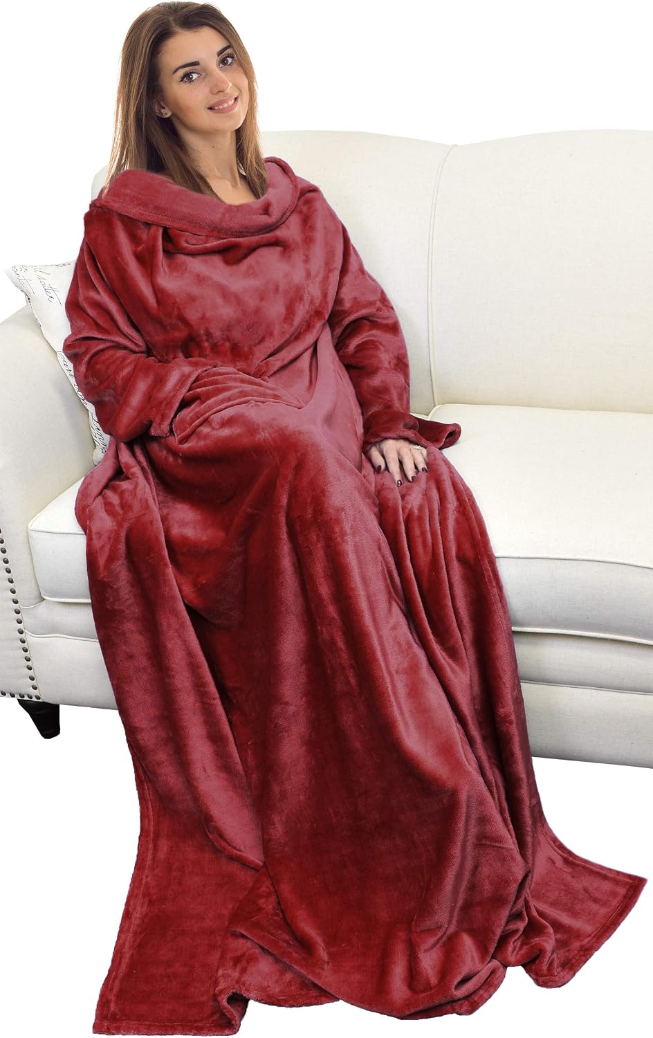 Catalonia Wearable Blanket with Sleeves for Women & Men, Fleece Wrap Throw | Cozy Sleeve Design for Hands-Free Comfort, Perfect for Reading, TV Time & Relaxing, Christmas & Birthday Gift