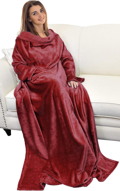 Catalonia Wearable Blanket with Sleeves for Women & Men, Fleece Wrap Throw | Cozy Sleeve Design for Hands-Free Comfort, Perfect for Reading, TV Time & Relaxing, Christmas & Birthday Gift