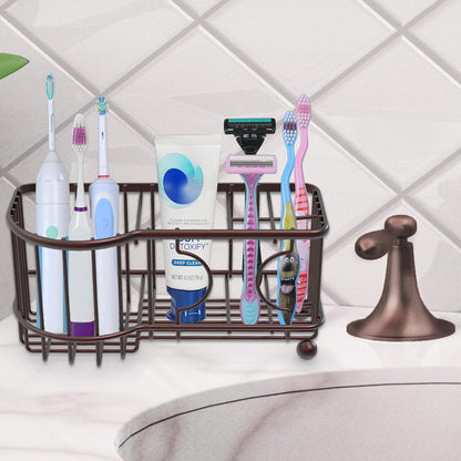 Simple Houseware Multi-Functional 6 Slots Toothbrush Holder, Bronze