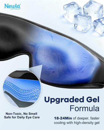 Cooling Gel Eye Mask for Puffy Eyes, Larger Full-Eye Contour Cold Compress | Ice-Cold Gel Therapy, Forehead & Upper Cheek Cooling Relief, Reusable Ice Pack for Eyes, FSA Eligible Items HSA, Black
