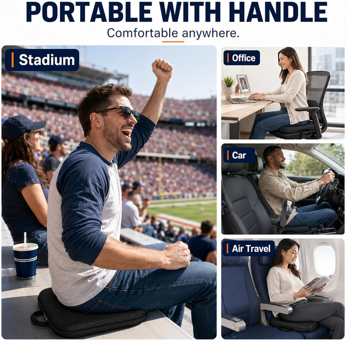 Sojoy iGelComfort 3 in 1 Foldable Gel Seat Cushion Featured with Memory Foam (A Must-Have Travel Cushion! Smart, Easy Travel Cushion) (Size: 18.5“ x 15" x 2")