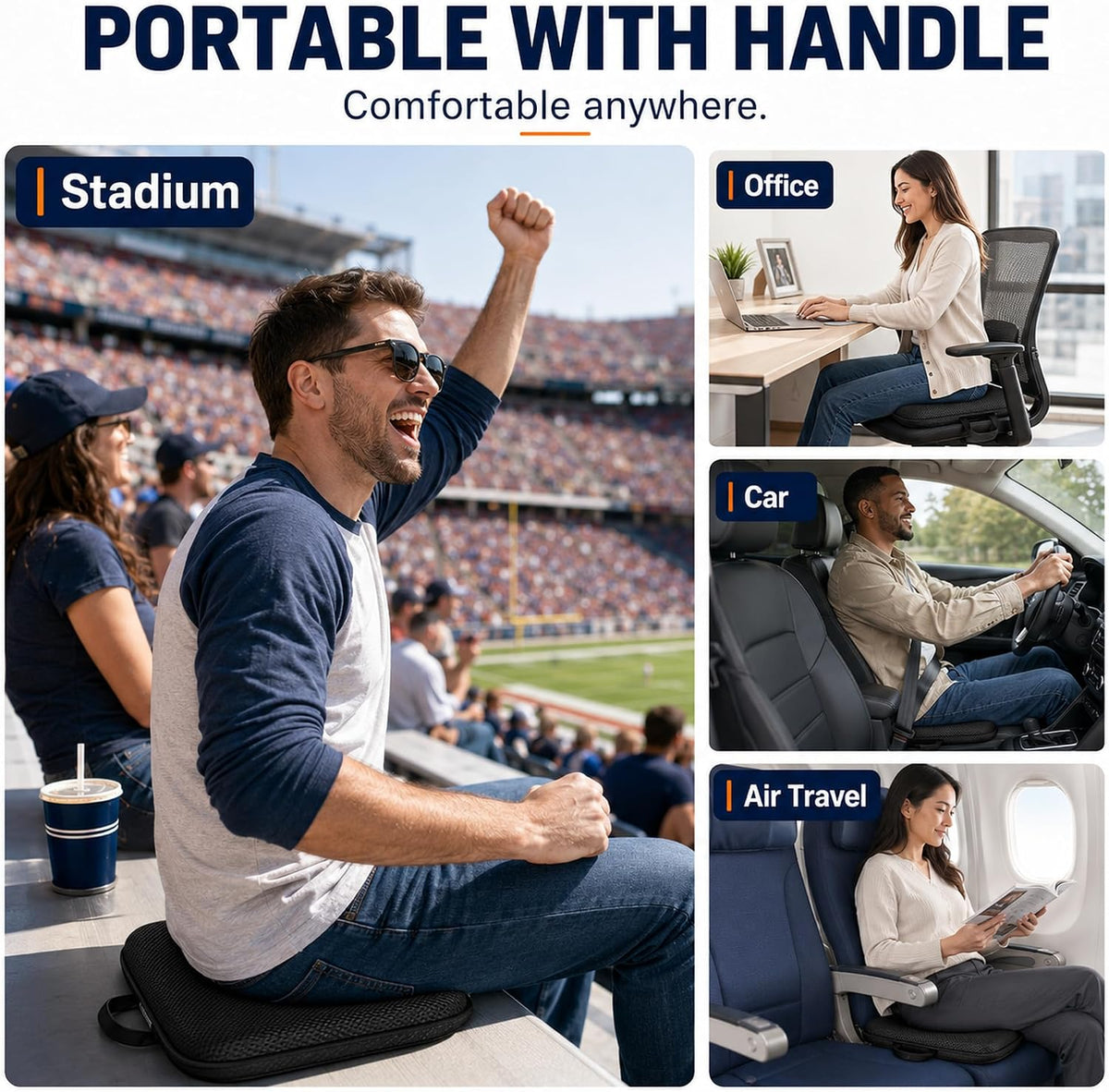 Sojoy iGelComfort 3 in 1 Foldable Gel Seat Cushion Featured with Memory Foam (A Must-Have Travel Cushion! Smart, Easy Travel Cushion) (Size: 18.5“ x 15" x 2")