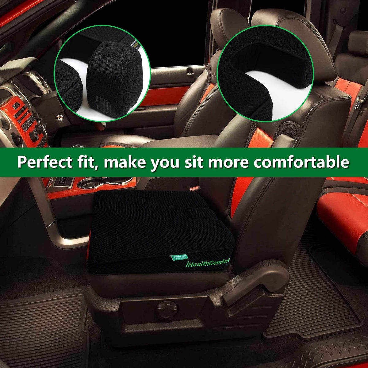 Wedge Seat Cushion Orthopedic Coccyx Tailbone Pain Relief Cushion, Memory Foam Ergonomic Wedge Pillow for Office Chair, Driving, Wheelchair, Gaming Non-Slip Bottom with Portable Handle