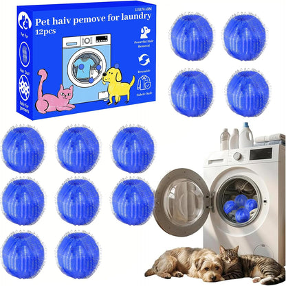 12 PCS Pet Hair Remover for Laundry, Reusable Hair Catcher | Reusable hair catcher helps reduce pet hair on clothes, bedding and blankets for cleaner laundry every wash.