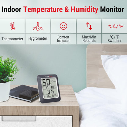 TempPro TempAir Digital Hygrometer Indoor Thermometer Humidity Monitor | Humidity Meter Room Thermometer Humidity Gauge with Temperature Humidity Monitor for House Celler Kitchen Greenhouse, 3 Pack
