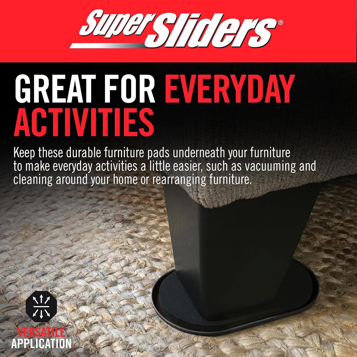 Super Sliders 5-3/4" x 9-1/2" XL Oval Reusable Furniture Sliders for Carpet, Anti-Slip Protective Furniture Moving Pads for Beds, Sofas, Dressers, Set of 4, Brown