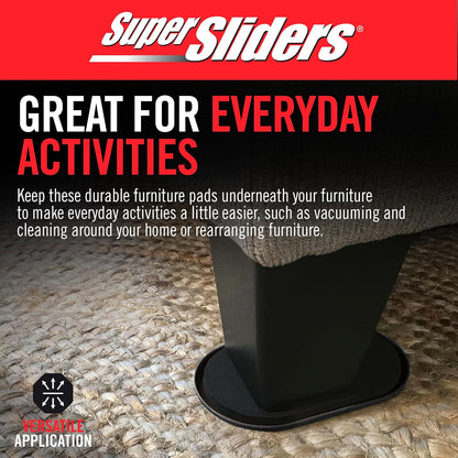Super Sliders 5-3/4" x 9-1/2" XL Oval Reusable Furniture Sliders for Carpet, Anti-Slip Protective Furniture Moving Pads for Beds, Sofas, Dressers, Set of 4, Brown
