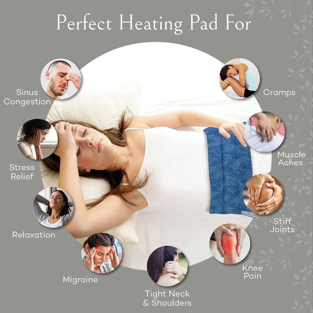 SacksyThyme Microwave Heating Pad for Cramps, Back, Neck, Shoulders, Leg Pain - Reusable Heat Pack, Hot Moist Microwavable Therapy Pack - Unscented Flaxseed Hot Compress Made in USA (Size: 12" x 7")