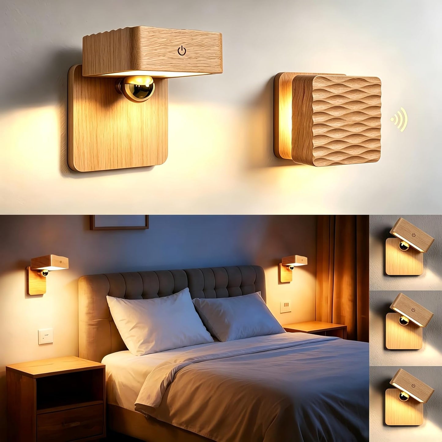 Rechargeable Wall Sconce Battery Operated LED Wall Light for Bedroom,Motion Sensor Night Light Indoor for Reading Light,Dimmable Touch Cordless Lamp,Removable Rotatable Magnetic Wall Lamp