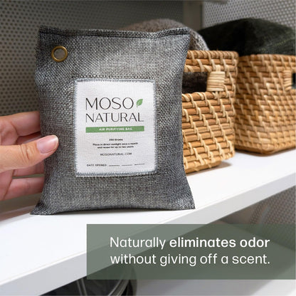 Moso Natural Air Purifying Bag 200g (4 Pack) Premium Charcoal Odor Absorber, Car Odor Eliminator & Closet Deodorizer for Home & Pet, Lasts 2 Years, Unscented Bamboo Charcoal Bags, HGTV Editors' Pick
