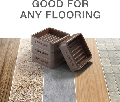 Furniture Cups X-PROTECTOR – 1.7" Caster Cups 4 PCS – Furniture Coaster | Ideal Bed Stoppers – Non Skid Furniture Pads with a Perfect Design – Lined Rubber Furniture Pads - Protect Any Flooring!