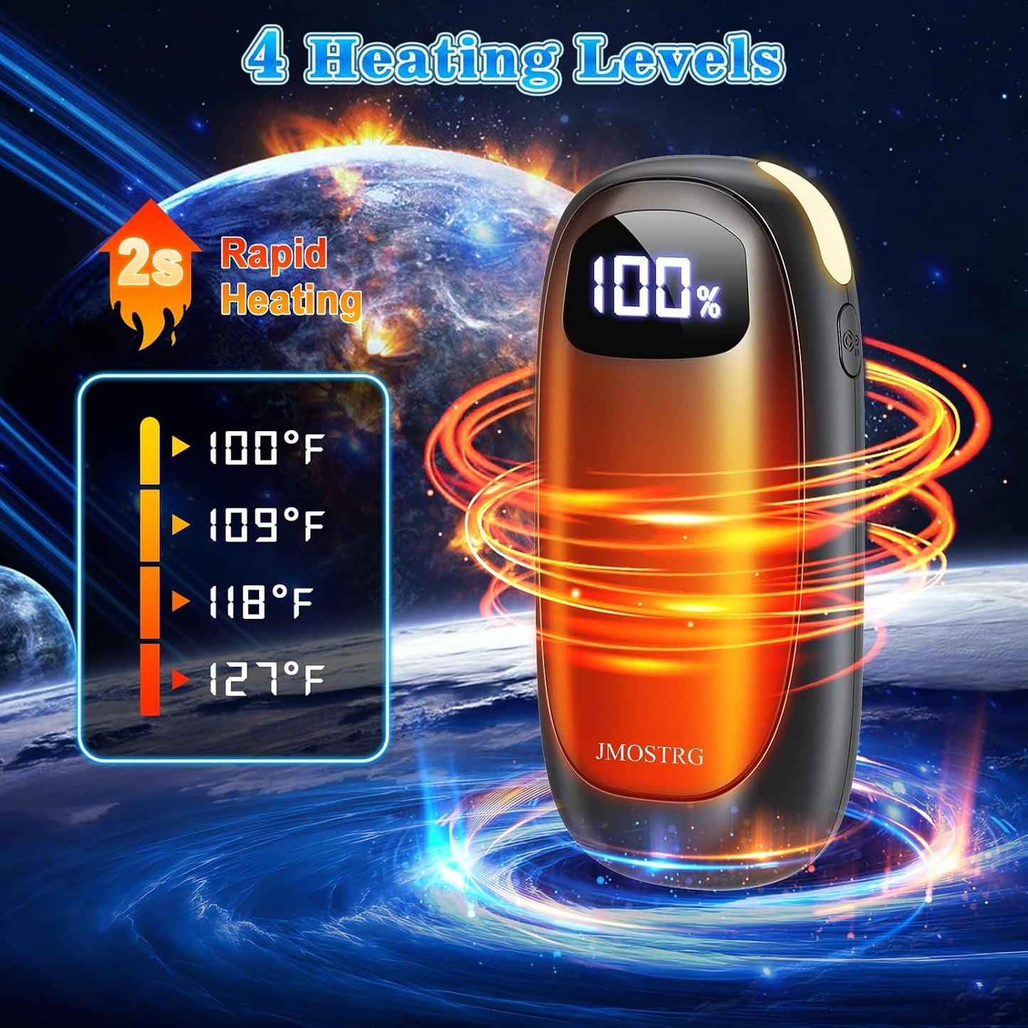 Hand Warmers Rechargeable, Electric Dual-Sided Heating with LED Display & Flashlight, Max 127℉, 13Hrs Long Lasting Pocket Heater for Raynauds, Golf, Hunting, Camping, Birthday Gifts for Men Women