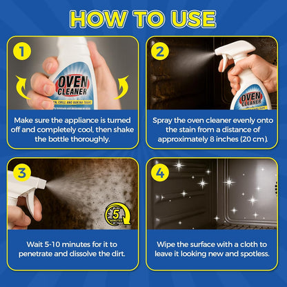 Oven Cleaner Heavy Duty 500ml, Complete Oven Cleaner Non Toxic Fume Free with Non-Scratch Scraper, Cloth, Easy Deep Clean for Racks, Grills, BBQ, Air Fryers, Kitchens, Outdoor and Vehicles
