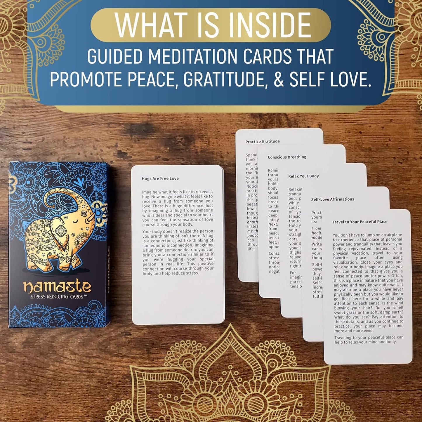 Namaste Mindfulness Cards - Stress & Anxiety Relief, Meditation Cards - Self Care Gifts for Women - MSS Inc