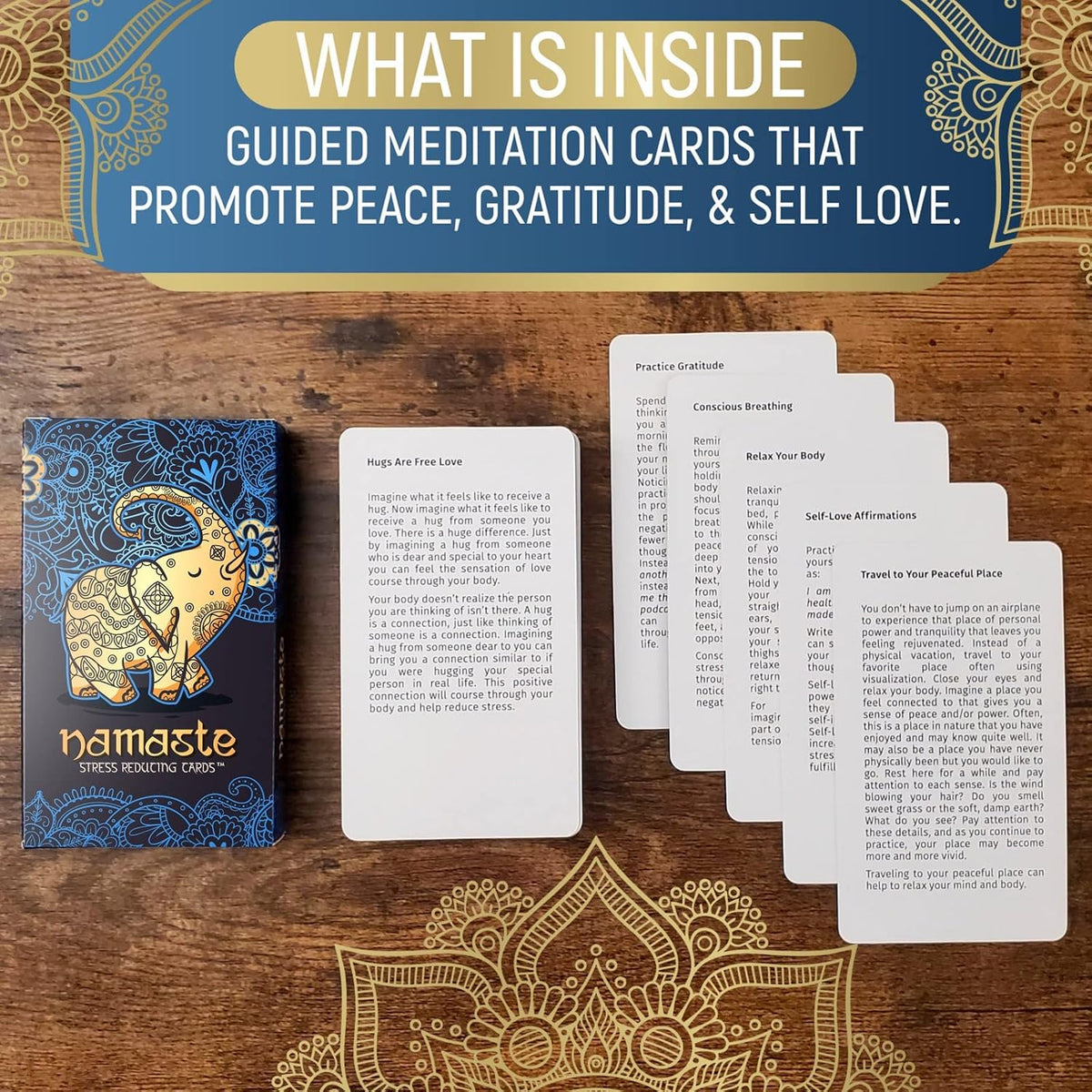 Namaste Mindfulness Cards - Stress & Anxiety Relief, Meditation Cards - Self Care Gifts for Women - MSS Inc