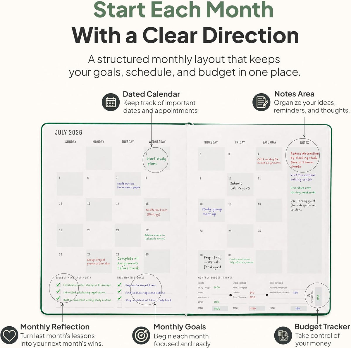 Dated, 2026 Planner, 5.8” x 8.3” - The #1 Productivity Planner to Achieve Your 2026 Goals - Planner 2026-2027 by PRODUCTIVITY STORE (A5, GREY)