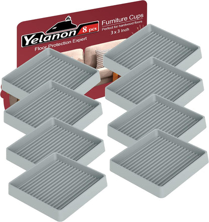 Non Slip Furniture Pads for Hardwood Floors -8 Pcs 3” Furniture Coasters Cups, Anti Skid Furniture Grippers Rubber Feet, Floor Protectors for Furniture Bed Couch Stoppers