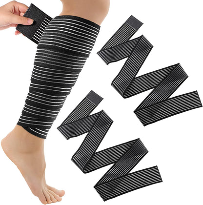 Syhood Compression Bandage Wraps for Leg, Elastic Calf Compression Sleeve Ankle Support, Adjustable Plus Size for Men and Women Stabilising Ligament, Joint Pain, Sports(4 Pieces,28 Inches)