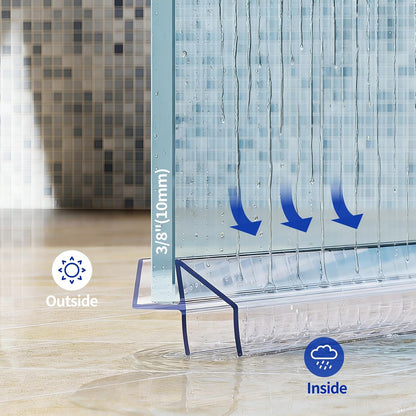 Delamu 3-Pack Shower Door Bottom Seal, 3/8''× 39'' Shower Door Sweep Strip | Shower Seal Strip for 3/8'' (10mm) Doors, Frameless Glass Shower Door Seal Strip Stop Shower Leaks and Create a Water Barrier
