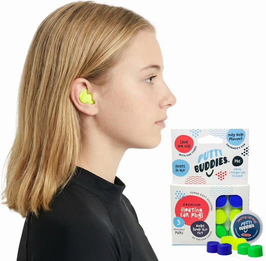 Earvolution Floating Putty Buddies Swim Earplugs, Moldable, 3 Pair Pack