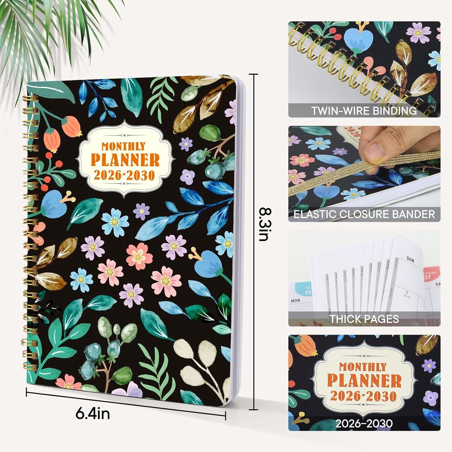 Undated Weekly Planner, A5 Personal Goals Journal Non Dated Weekly Planner to Do List Notebook with Goal Habit Tracker Organizer, Cute Undated Week Planners with Spiral Binding for Kids School Work