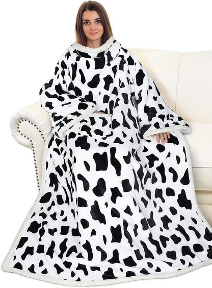Catalonia Sherpa Wearable Blanket with Sleeves and Pocket for Adults