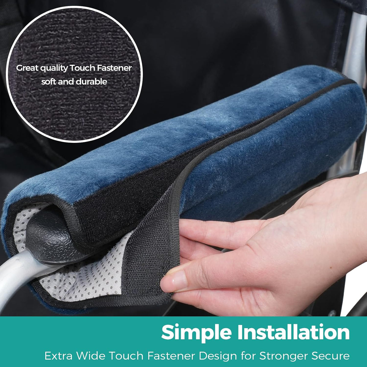 lefeke 2 Pack Wheelchair armrest Pads - Soft Velvet Foam armrest Covers for wheelchairs, Office Chairs and armchairs, etc., Effectively relieves arm Pressure and Prevents Soreness (Blue)