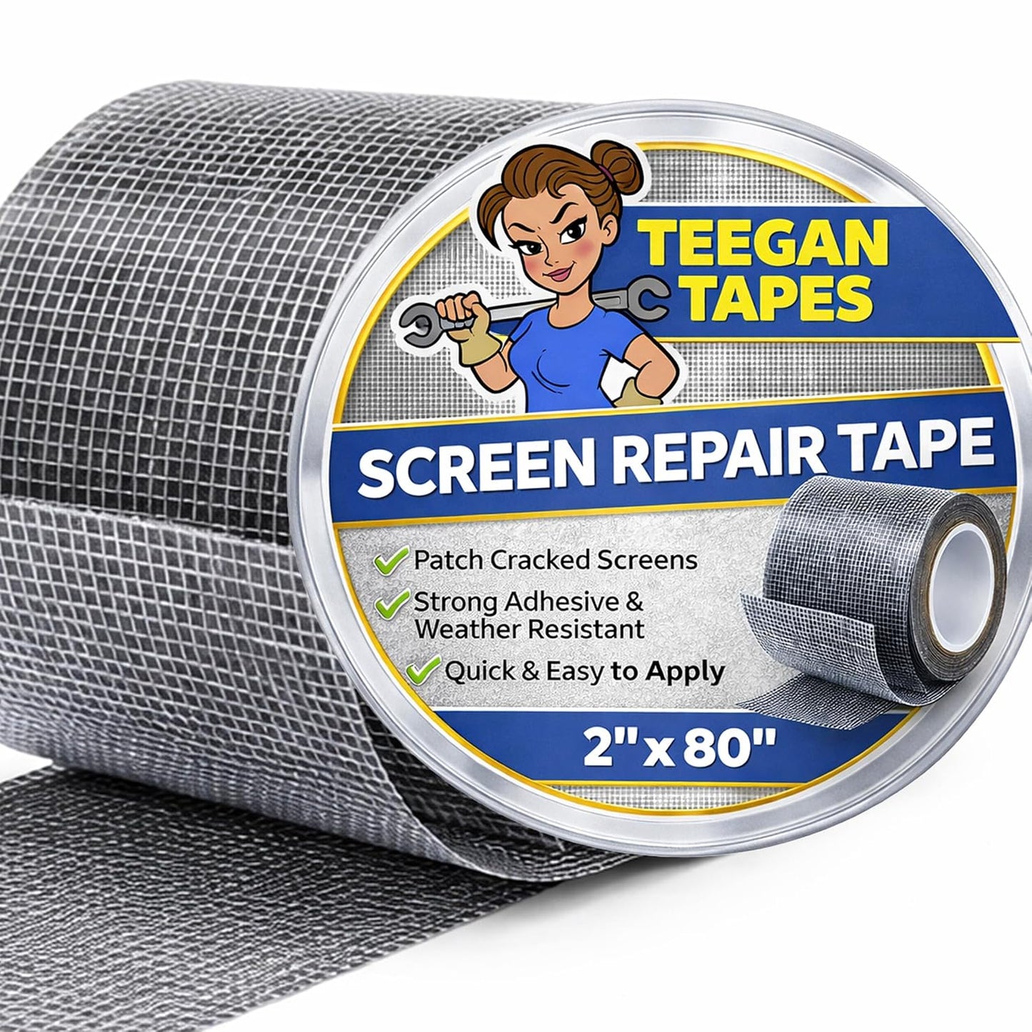Gaffer Power Screen Repair Tape – Fiberglass Mesh, Strong Adhesive, Weather-Resistant Window & Door Screen Patch