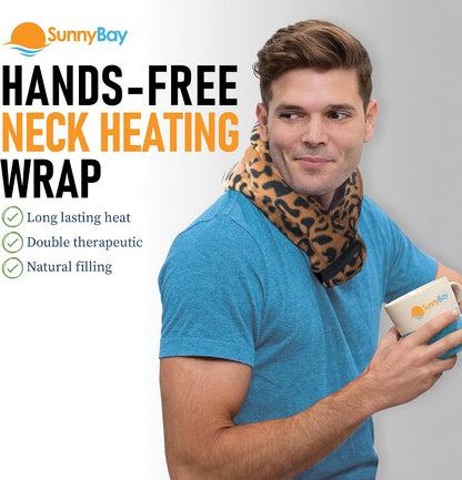 SunnyBay Microwave Heating Pad, Microwavable Heated Neck and Shoulder Wrap, Hands-Free Weighted Moist Hot or Cool Pack, Soft Fleece Cover and Flaxseed Filling, 26 Inch Length, SkyBlue