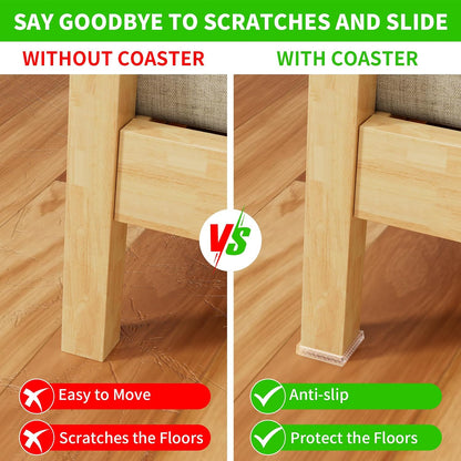 2" Square 12PCS Clear Non Slip Furniture Pads for Hardwood Floors Protector | Rubber Furniture Caster Cups, Chair Coasters for Carpet with Grip, Carpet Protector for Furniture Legs - Protect Any Flooring