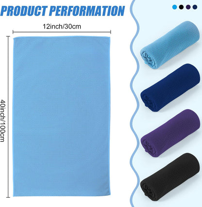 4 Pack Cooling Towels Wrap for Neck Face,Ice Cold Towel Rags Quick Dry for Gym Fitness Yoga Tennis Cycling Running Hiking Workout Sweat(Multicolor-02)