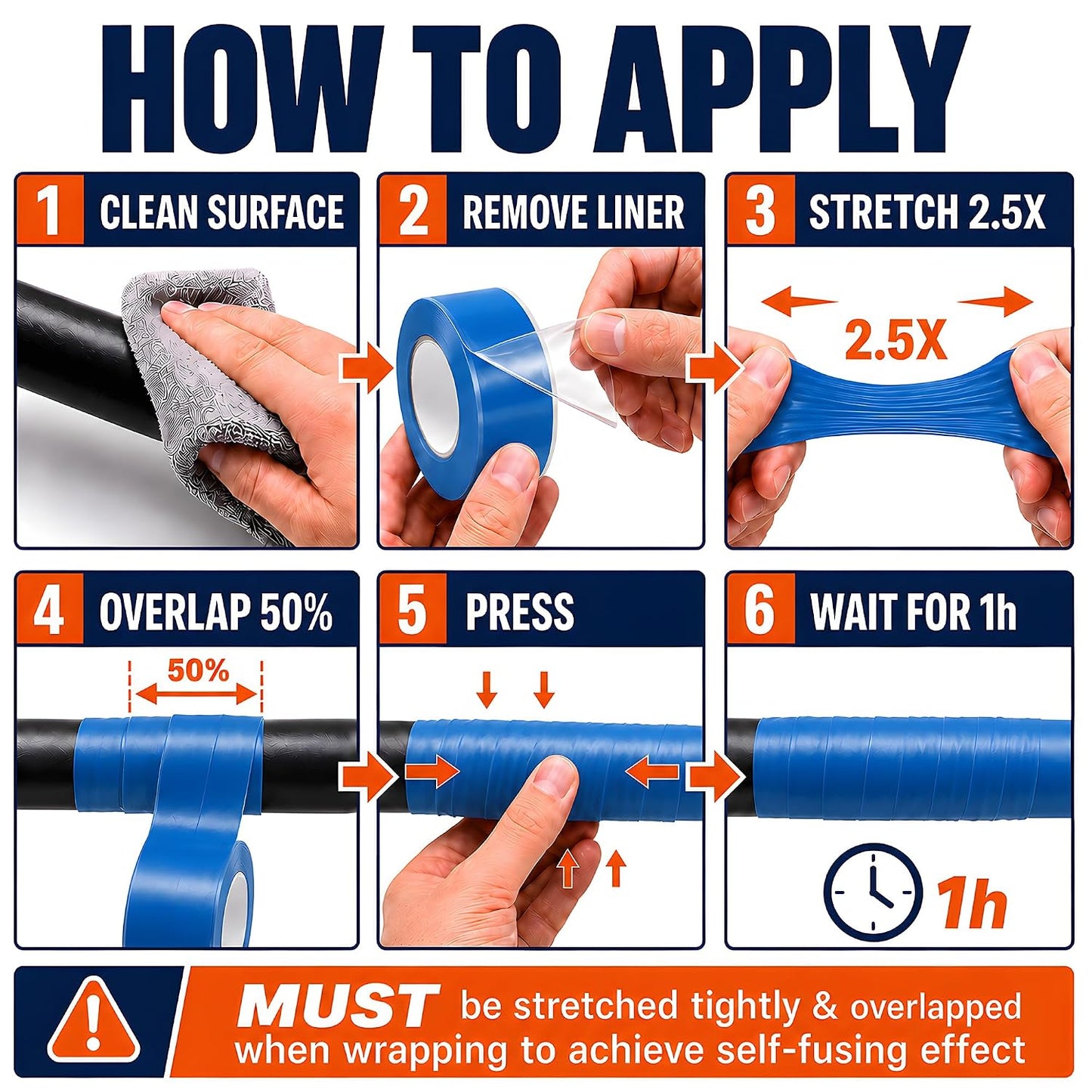 Self Fusing Silicone Tape 2 Rolls Flex Seal Tape 1 Inch x 10 Feet | Waterproof Hose Repair Tape, Silicone Rubber for Plumbing, Pipe Leak Seal, Rescue Tape, Outdoor Coax And Tool Fixation