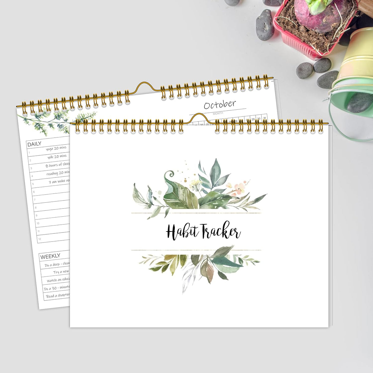 Habit Tracker Calendar Undated for Daily, Weekly & Monthly, 7.5" x 10"