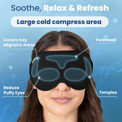 IceShades Cooling Gel Eye Mask for Migraine Relief, Tension & Hangover Migraine Mask, Cold Compress for Headache Dark Circles Tired Puffy Eyes, Reusable Ice Pack for Sleeping, Blue