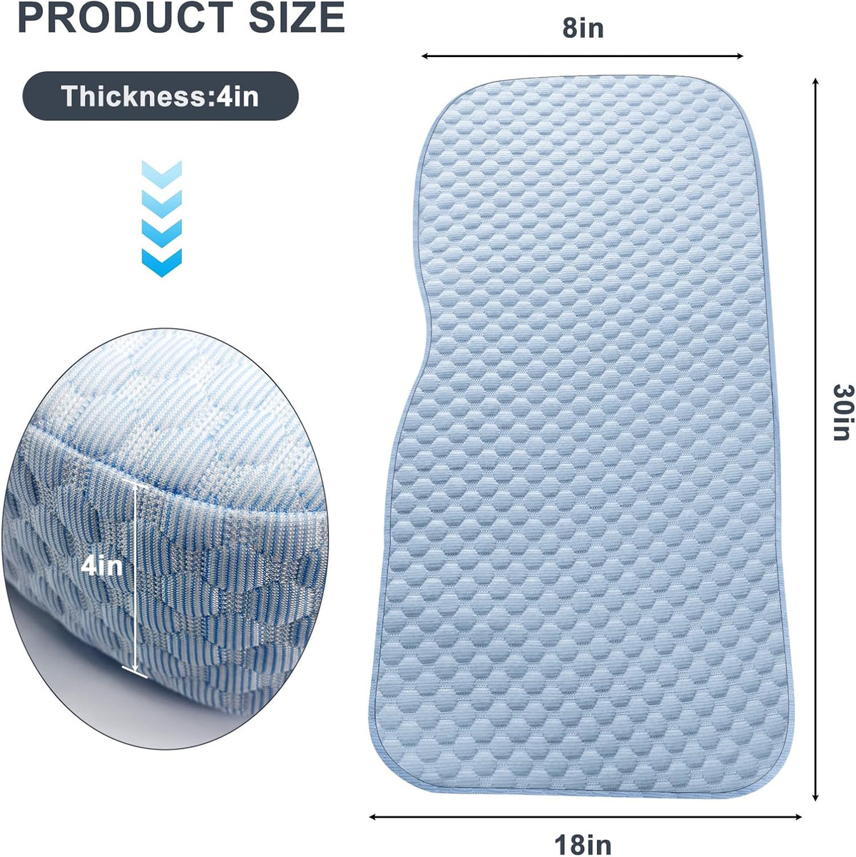 Knee Pillow for Side Sleepers, 100% Memory Foam Filling Leg Pillow for Side Sleeping, 4" Height Leg Pillow for Relieving Leg, Back, and Knee Pain Breathable & Pressure-Relieving Support - 18"x30"x4"