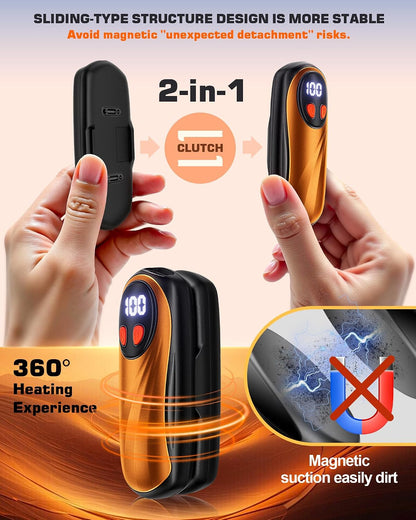 Hand Warmers Rechargeable 2 Pack, 6000mAh Electric Hand Warmers, Silver