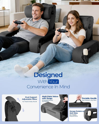 Kayfia Reading Pillow, 30-90° Stepless Adjust Angle & Height, Large, Grey | 2 in 1 Back Wedge Pillow for Bed Sitting up, Adjustable Headrest, Backrest Pillow for Reading/Gaming/Working in Bed or Couch