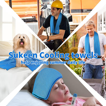 Sukeen 4 Pack Cooling Towels (40"x12") for Neck and Face Instant Cooling | Stay Cool in Hot Weather,Versatility,Soft,Breathable,Durability for Sports,Outdoor activities,Summer works in heat