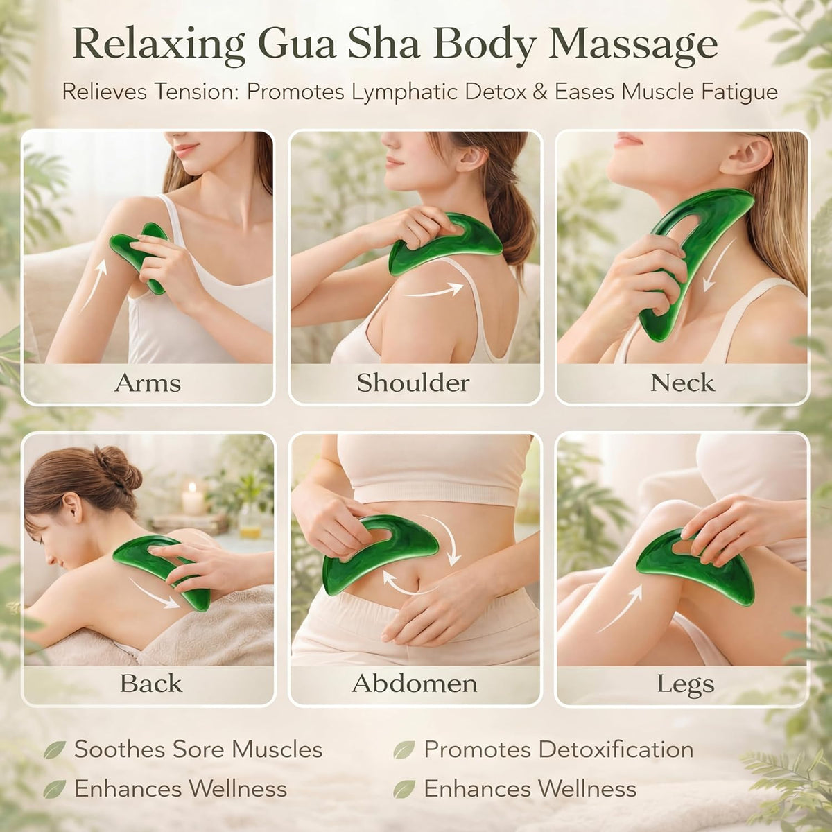 BBTO 2 Pcs Gua Sha Tools Body Scraper with Grip Facial Massage, Clear