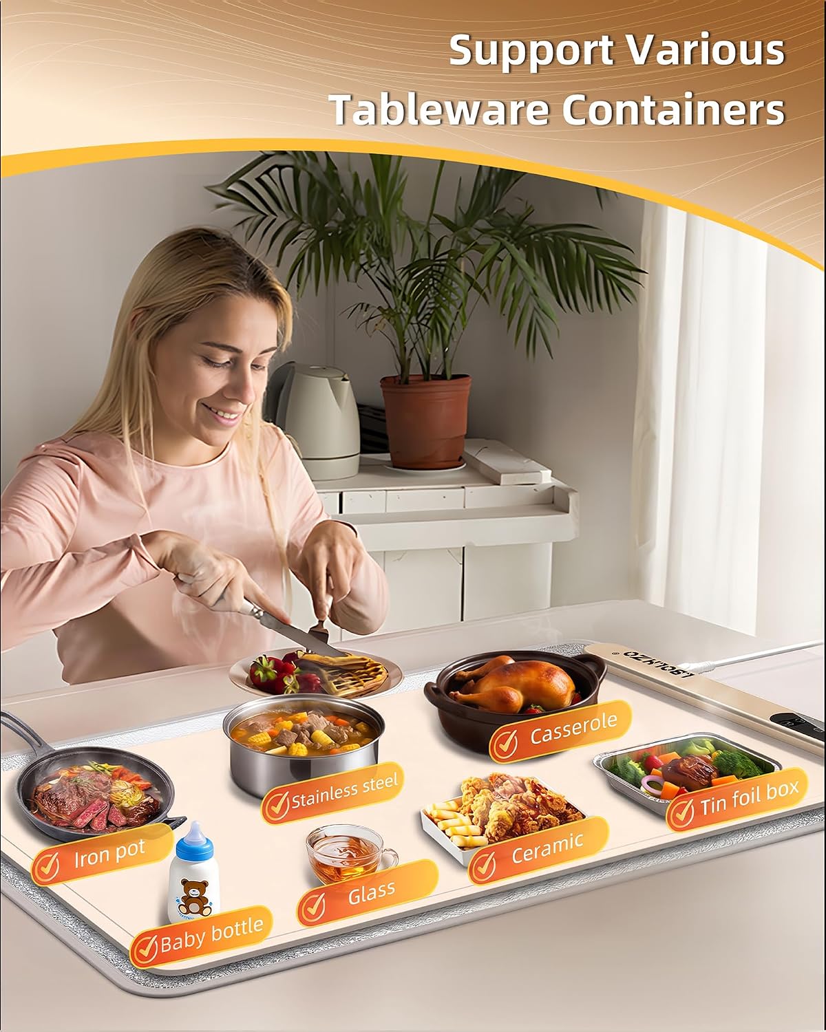 Warming Mat For Food Extra Large 36"x16" 580W Food Warming Mat Buffet Servers and Warmers,Chafing Dishes for Buffet 6 Temp 6 Hour,Roll Up Food Warmers for Parties Buffet Catering Gatherings