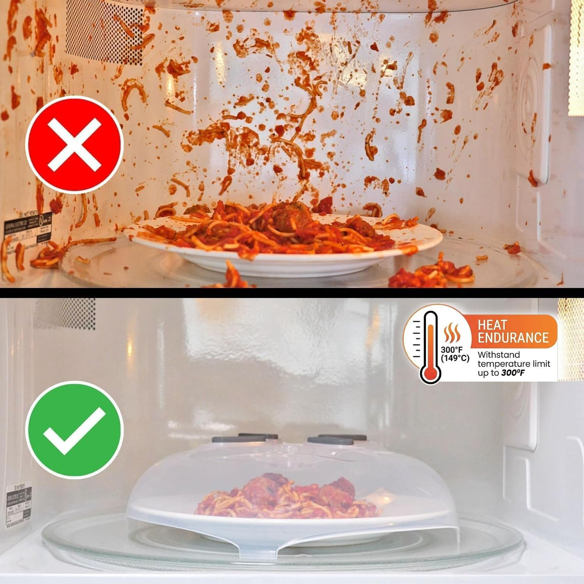 HOVER COVER Tall Magnetic Microwave Splatter Cover for Food, 12 Inch-Black
