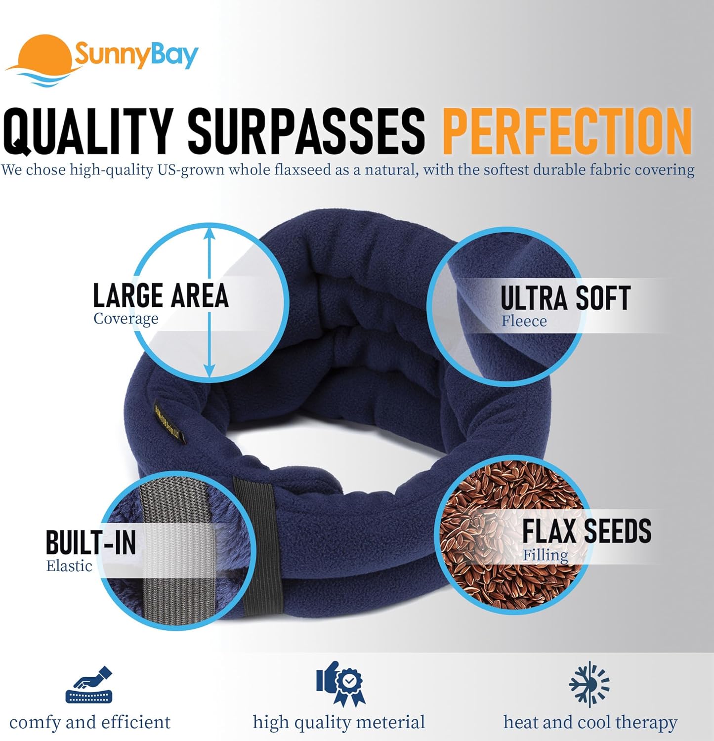 SunnyBay Microwave Heating Pad, Microwavable Heated Neck and Shoulder Wrap, Hands-Free Weighted Moist Hot or Cool Pack, Soft Fleece Cover and Flaxseed Filling, 26 Inch Length, SkyBlue