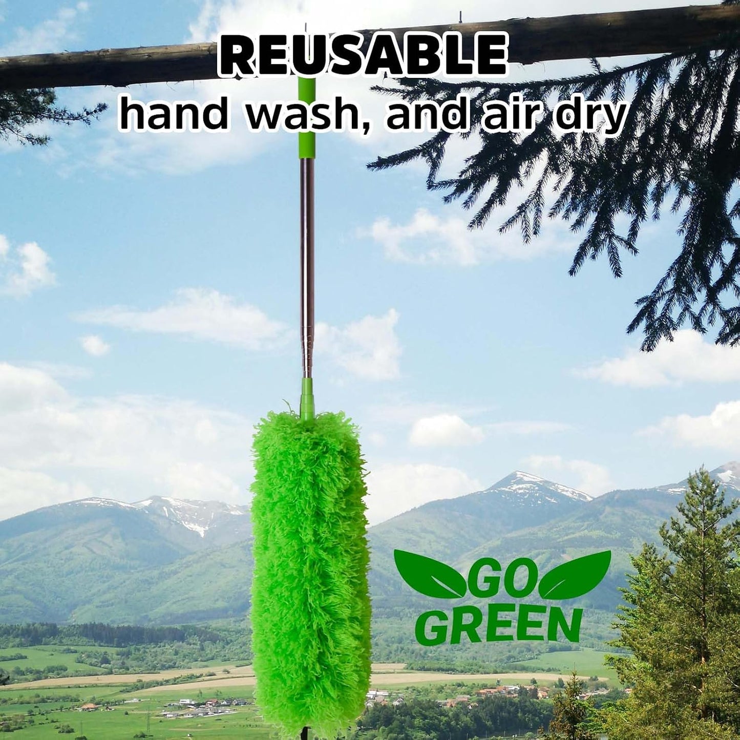 Flat Gap Dust Cleaner with Extendable Pole, Bafezoze Retractable Under Appliance Duster with 2 Washable Microfiber Pads, Slim Flexible Gap Mop for Cleaning Under Bed Sofa Cabinet Refrigerator Gray