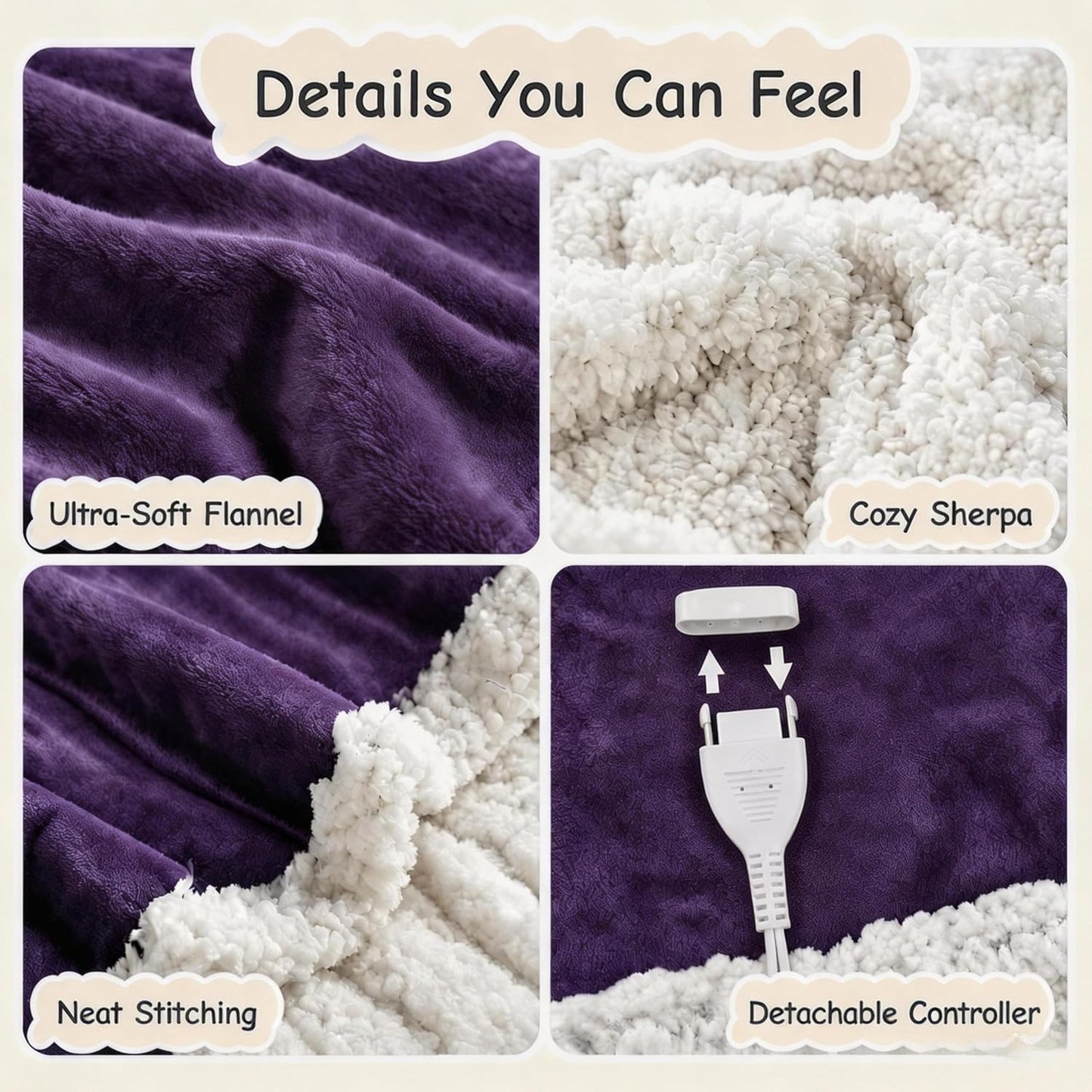 Soypipo Electric Heated Throw Blanket 50"x60", Faux Fur Plush with 4 Heat Settings & 2/4/8/10H Auto Shut-Off, Overheat Protection, Machine Washable, for Office & Chair, Dark Grey