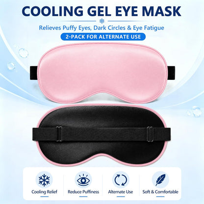 2 Pack Cooling Eye Mask for Puffy Eyes, Migraine Relief, Black & Black