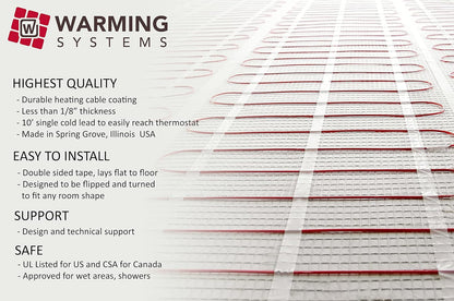 15 Sq Ft 120V Electric Floor Heating System Mat Kit