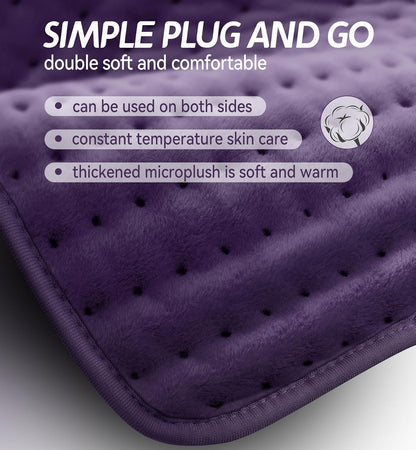 Heating Pad for Back Pain Relief, Extra Large 17"x33" Electric Heat Pad with 6 Heat Settings, 4 Timers, Auto Shut-Off - Machine Washable for Neck Shoulder Cramps, Christmas Gift for Women Mom Wife