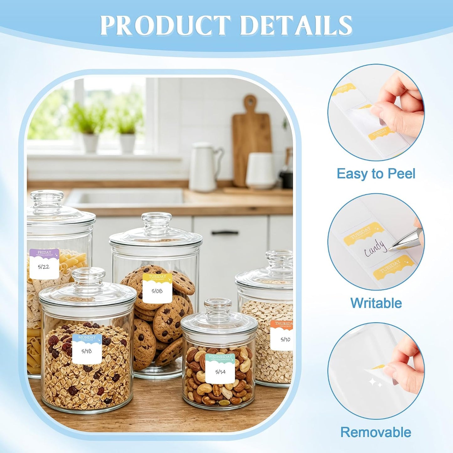 Sayglossy 7000 Pcs Day of the Week Food Labels, Removable Date Stickers for Food, Monday to Sunday Dots, Self Adhesive Stickers for Restaurant Kitchen Container & Organization(Macaron Color,Round)