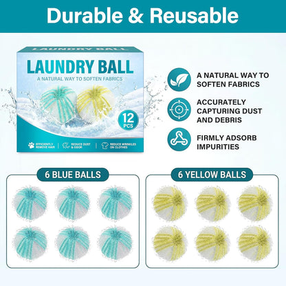 Pet Hair Remover for Laundry, Lint Remover Balls for Clothes, Cat & Dog Hair Remover for Laundry, Reusable Pet Hair Laundry Catcher，12Pcs