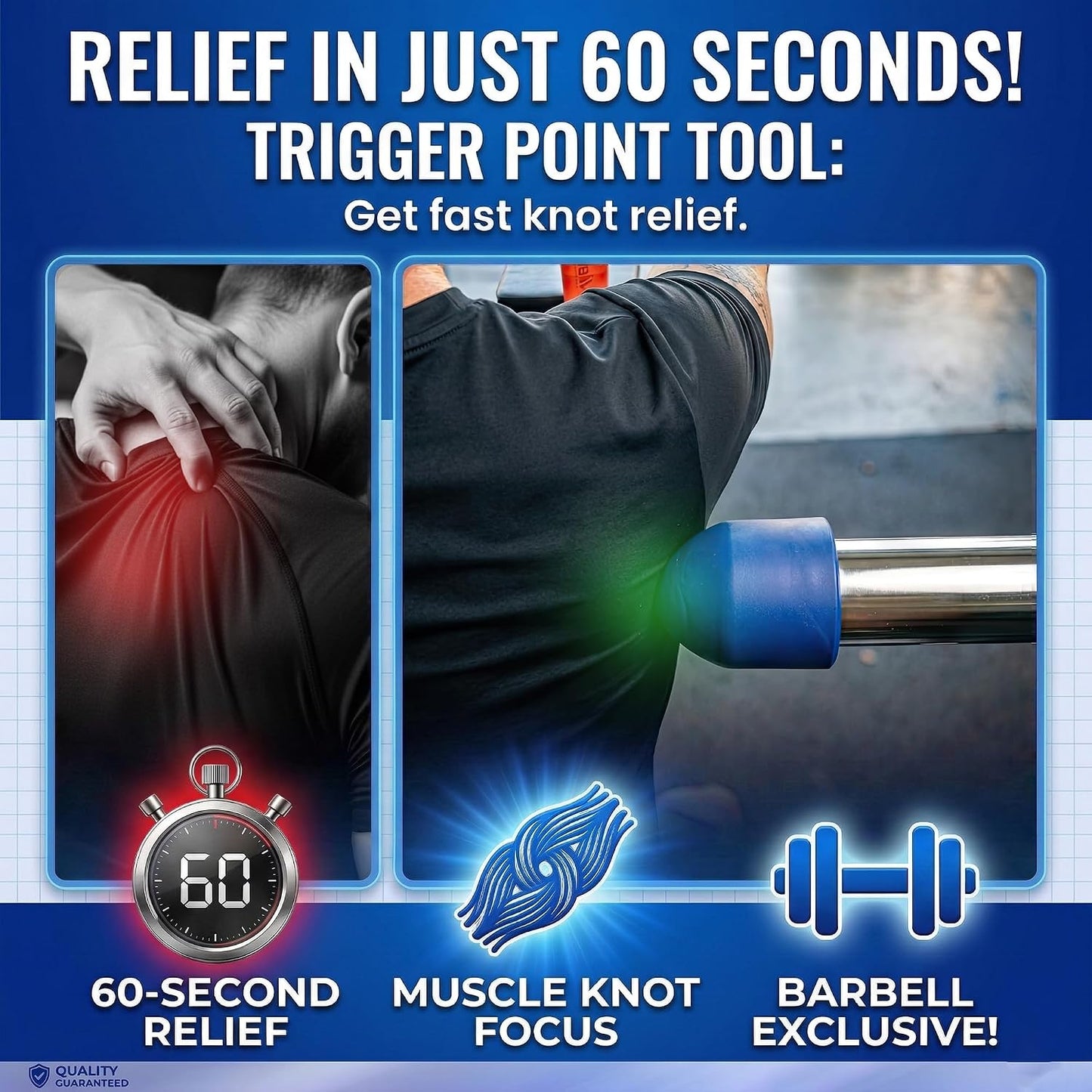 Muscle Trigger Silicone Barbell-Mounted Trigger Point Massage Tool for Back, Neck, Shoulders, Feet & Plantar Fasciitis Relief, Myofascial Release and Deep Tissue Muscle Recovery for Home and Gym | Back Neck Shoulders Plantar Fasciitis Myofascial Muscle